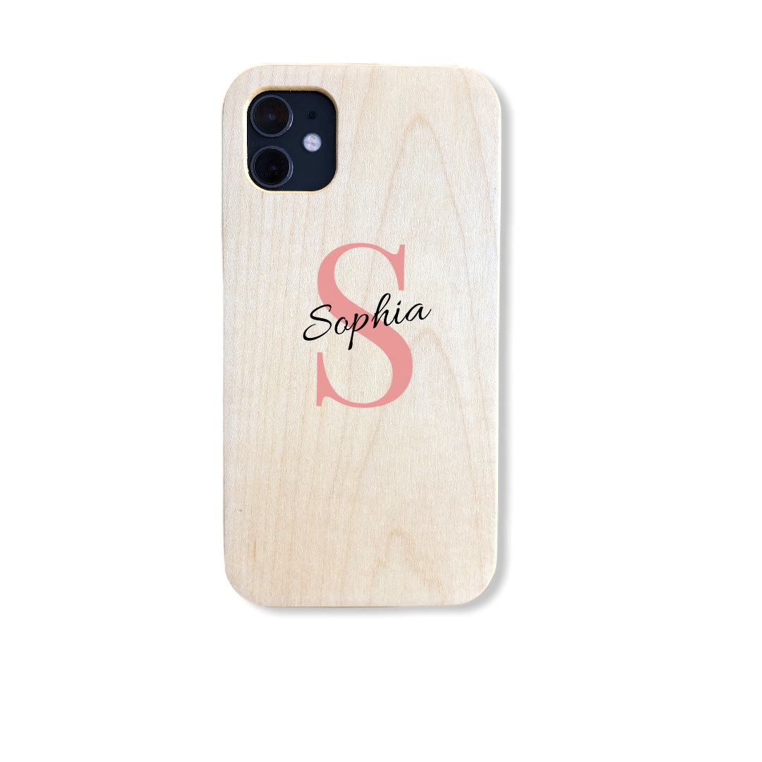 Custom Wood Personalised Phone Cases Print your Name or Initials